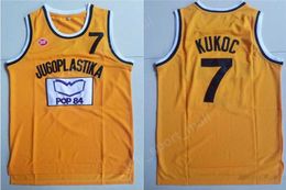 Men Moive Toni Kukoc Jerseys 7 Yellow Basketball Jugoplastika Split Pop Jerseys All Stitched For Sport Fans Breathable Free Shipping