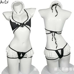 Ani Women Sexy Maid Bikini Swimsuit Costume Anime Girl Housekeeper Hot Pamas Lingerie Cosplay cosplay
