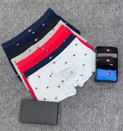 Luxury designer men's sexy underwear printed logo pure cotton boxers sports shorts Stretch underwear 7colors 4pcs/lot with box