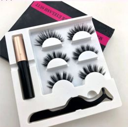 ePacket 5 Magnet Eyelash Magnetic Liquid Eyeliner& Magnetic False Eyelashes & Tweezer Set Waterproof Long Lasting Eyelash