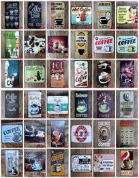 Coffee Metal Sign Vintage Tin Sign Plaque Metal Vintage Wall Decor for Kitchen Coffee Bar Cafe Retro Metal Posters Iron Painting Y3856246