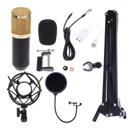 Microphones BM-800 Professional Studio Broadcasting Recording Condenser Microphone With Mount Mic Stand Philtre XLR - 35mm Cable And USB