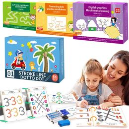 Drawing Painting Supplies Magical Tracing Workbook Set Children Montessori Drawing Toy Pen Control Training Shape Math Game Set Toddler Educational Toy 231031