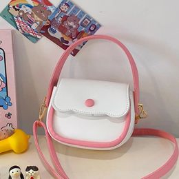 Handbags Simple Mini Square Children's Shoulder Bag Cute Baby Girls Coin Purse Crossbody Bags Contrast Colour Pu Leather Kids Handbags 231031