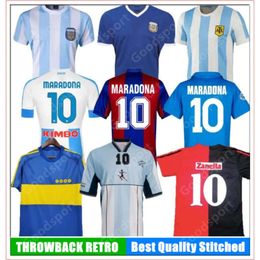 qqq8 Retro 78 86 85 Maradona Soccer Jerseys 82 83 93 94 81 95 Boca M E S I 87 Naples Napoli Football Shirt Kids Newells Old Boys Classic