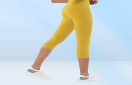 Capris Yoga Leggings Gym Clothes Women Leggings Solid Colour High Waist Hip Lifting Peach Hip Exercise Align Pants Tights Workout8847229