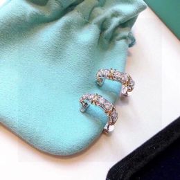 Stud Designer Earings Fashion Pattern Chain Luxury Tiffa t Home Brand 18k Gold Plating Valentine's Day Gift Nsql