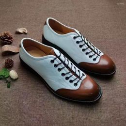 Dress Shoes Top Quality Fashion White With Brown Mens Leather Round Toe Formal Shoe Masculino Elegant Suit Casual Office Loafers