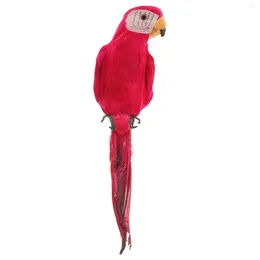 Garden Decorations Parrot Artificial Bird Lifelike Feathered Tree Craft Figure Po Prop For Summer Home Zoo Decoration Red