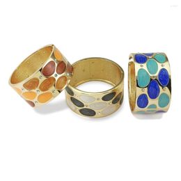 Bangle Colorful Oil-spot Glaze Alloy Bracelets Cuff Bangles Women Statement Rhinestones Metal Big Jewelry Gold Color Tone