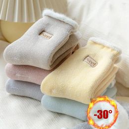Women Socks Winter Fluffy Plus Warm Autumn Tube Super Thicker Sleep Velvet Crew Boots Soft Floor Hosiery Calcetines