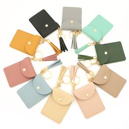 New Women Wristlet Card Holder Silicone Chain Beaded Bangle Wallet Bracelet Keychain Pocket Coin Purse Leather Tassel Key Ring FY3454 ss0401