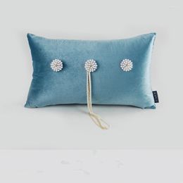 Pillow 50x30cm Beads Decorated Back Cover Sofa Rectangle Waist Pillowcase