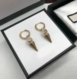 Luxury Designer Ice Cream Pendant Earrings Women's 14k Gold Letter Charm Earrings Gift Jewelry High Quality strap box
