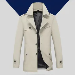 Men's Trench Coats Winter Windbreaker Lapel Men Solid Jacket Coat Mid-Length
