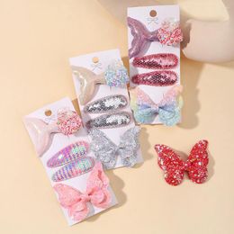 Hair Accessories 4pcs/set Girls Sequin Fish Tail Butterfly Hairpins Children Kids BB Clips Barrettes Baby Hairclip Headwear Gift