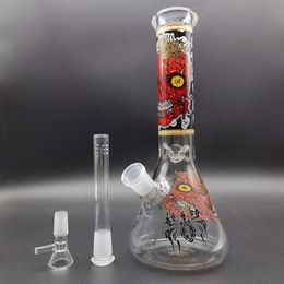 10inch Glass Bong Smoking Water Pipe Bubbler Water Smoke Pipe Skull Red