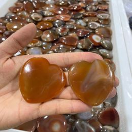 Decorative Figurines Gorgeous Rare Carnelian Geode Crystal Quartz Agate Heart Wafer Polished Specimen Natural Stones And Minerals Love Gift