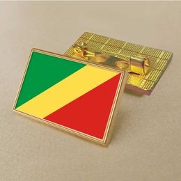 Party Republic of Congo Flag Pin 2.5*1.5cm Zinc Die-cast Pvc Colour Coated Gold Rectangular Medallion Badge Without Added Resin