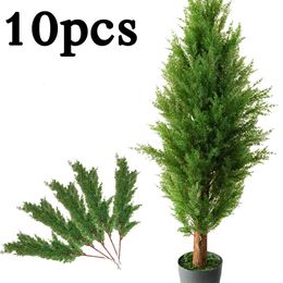 Christmas Decorations 10Pcs Artificial Green Cypress Tree Leaf Pine Leaves Branch Christmas Wedding Decoration Home Office el Decor Micro Landscape 231101