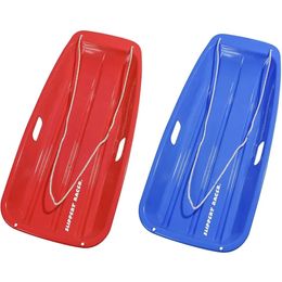 Sledding Kids Toddler Plastic Toboggan Snow Sled with Pull Rope for 1 Adult or Kid Rider Red and Blue 2 Pack Freight free 231101