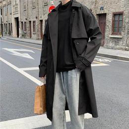 Men' Blends Autumn Trench Coat Lapel Oversized Keep Trendy Streetwear Men Spring Winter for Dating 231031