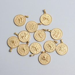 Pendant Necklaces SONNET Twelve Constellations Golden Coin Stainless Steel Pendants Without Chain Charms For Women Jewelry Gifts