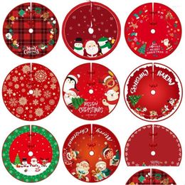 Christmas Decorations Christmas Decorations 90Cm Tree Skirt Red Foot Er Santa Claus Snowflake Carpet Base Mat Xmas Drop Delivery Dh5A8