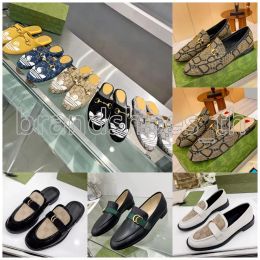 Designer Sandals Letter Women Loafers Embroidery Leather Sandal Golden Buckle Slippers Comfort Flat Shoes Rubber Canvas Shoe with Box