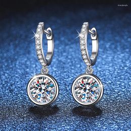 Dangle Earrings 925 Silver Moissanite Drop For Women 0.5-1Ct Lab Diamond Hoop Earring Fine Jewelry Wedding Birthday Gifts