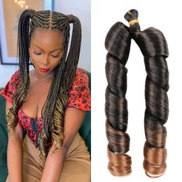 Kanekalon French Curl Hair 24" Synthetic Ombre Loose Curly Jumbo Spiral Braid Extension Hair Attachment French Curls Braiding Hair