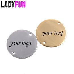 Charms 20mm Stainless Steel Two Hole Bracelet Charm Custom Your Own Mirror Surface High Quality 10pcs/lot 231031