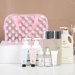 Cosmetic Bags Portable Large Transparent PVC Makeup Handbag Women's Waterproof Bag Travel Bathing Toiletry Shower Storage Pouches