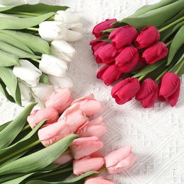 Artificial Flowers PU Tulips Fake Tulip Flower Bouquet for Home Bridal Wedding Party Festival Decor Flower