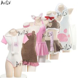 Ani Warm Plush Aanimal Series Uniform Anime Kawaii Girl Cute Bear Cat Rabbit Pamas Dress Bodysuit Outfits Costume Cosplay cosplay