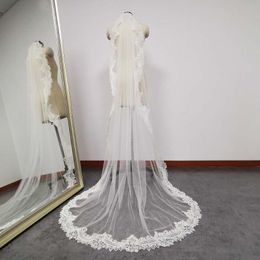 Bridal Veils Real Pos 2 Meters Long Lace Veil One Layer Wedding Vintage Bride Accessories