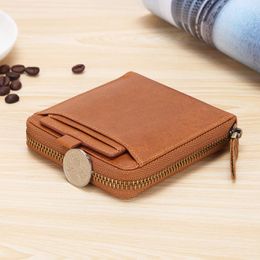 Wallets Ffid Wallet Men Genuine Leather Large Capacity First Layer Cowhide Retro Casual Men's Coin Purse Card Holder Male