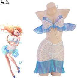 Ani 2023 New Girl Anime Dreamy Shiny Bling Mermaid Unifrom Costumes Women Fish Scale Texture Outfits Swimsuit Cosplay