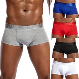 Underpants Men Cotton Boxer Briefs Letter Print Belt Solid Colour Breathable Bikini Beach Loose Elastic Sexy Man Swimming