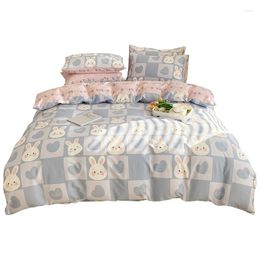 Bedding Sets Fresh Four-Piece Set Pure Cotton All Cute Bed Sheet Quilt Cover Dormitory Three-Piece Fitted