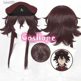 Anime Costumes Tetchou Suehiro Wig Bungo Stray Dogs Cosplay 50cm Short Wig Brown Wig Cosplay Anime Cosplay Wigs Heat Resistant Synthetic WigsL231101