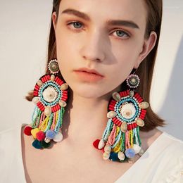 Dangle Earrings For Women Jewellery Black Friday 2023 Holiday Christmas Gift Big Drop Statement Boho Tassel