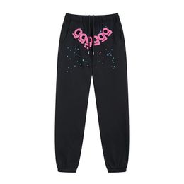 designer pants mens pants y2k sp5der young thug 555555 mens women pants high quality foam print spider web graphic pink sweatpants y2k trousers S-XL