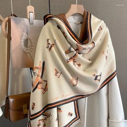 Scarves Thick Winter Letter Print Pashmina Blanket Scarf 2023 Design Fashion Cashmere Shawl Wraps Bufanda With Tassel Echarpe