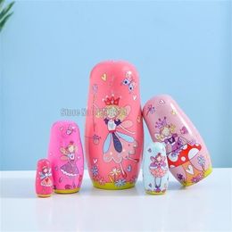 Dolls 5 Layers Butterfly Girl Matryoshka Doll Wooden Snowman Russian Nesting Kids Birthday Christmas Children Day Gift Toy 231031