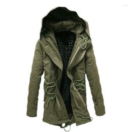 Men's Down Plus Size M-5XL Winter Thicken Warm Hooded Parkas Cotton Padded Trench Coat Long Slim Windbreaker Jacket Overcoat 070102