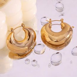 Hoop Earrings MamacitaSlay Women's Jewellery Hollowed Out Heart-Shaped Geometric Gold-Plated High-end Stainless Steel Charm Studs