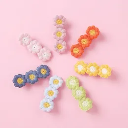 Hair Accessories Knit Floral Baby Girl Clip Mini-flower Hairpins For Chirdren Cute Barrettes Band Child Gifts