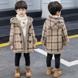 2023ss autumn kids designer clothes boy winter coats thick warm plaid hooded fleece Woolen jacket boys coat