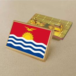 Party Kiribati Flag Pin 2.5*1.5cm Zinc Die-cast Pvc Colour Coated Gold Rectangular Medallion Badge Without Added Resin